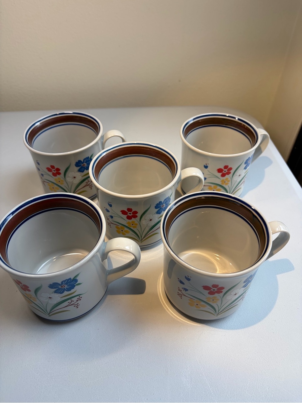 Vintage Salem Stoneware Georgetown Coffee Or Tea Cups Set Of Five USA